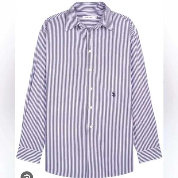 Sporty and Rich striped blue button up shirt and shorts, size small - Picture 2 of 2